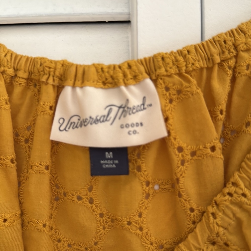 Universal Thread Yellow Off-Shoulder Eyelet Top - Picture 2 of 2